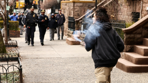 Protester THROWS Bomb Device at Gracie Mansion