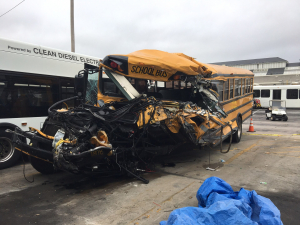 Driver GLUED TO PHONE PLOWS STRAIGHT INTO SCHOOL BUS