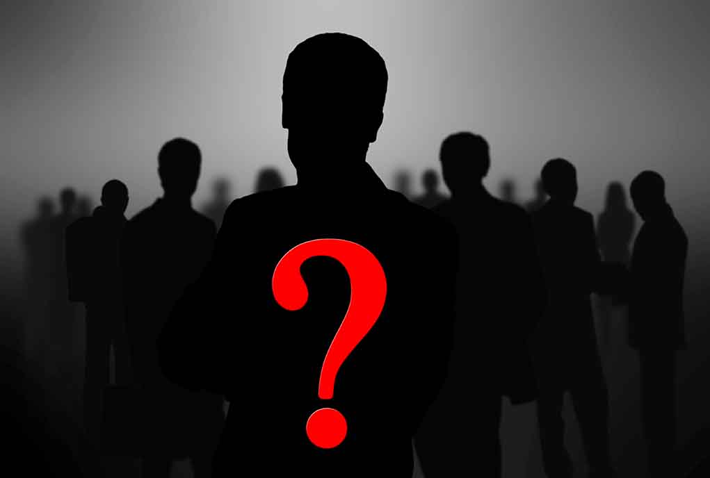 Silhouette of person with red question mark overlay.